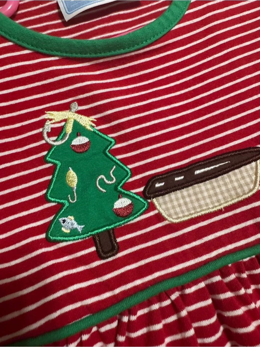 Trotter St Kids Bayou Christmas dress size 5 girls pirogue fishing boutique red